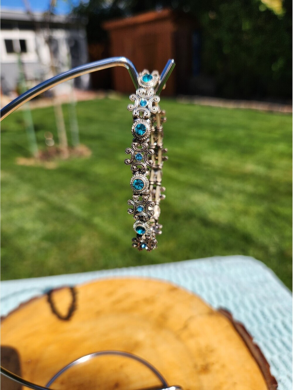 Vintage Silver Bracelet with Blue Gemstones